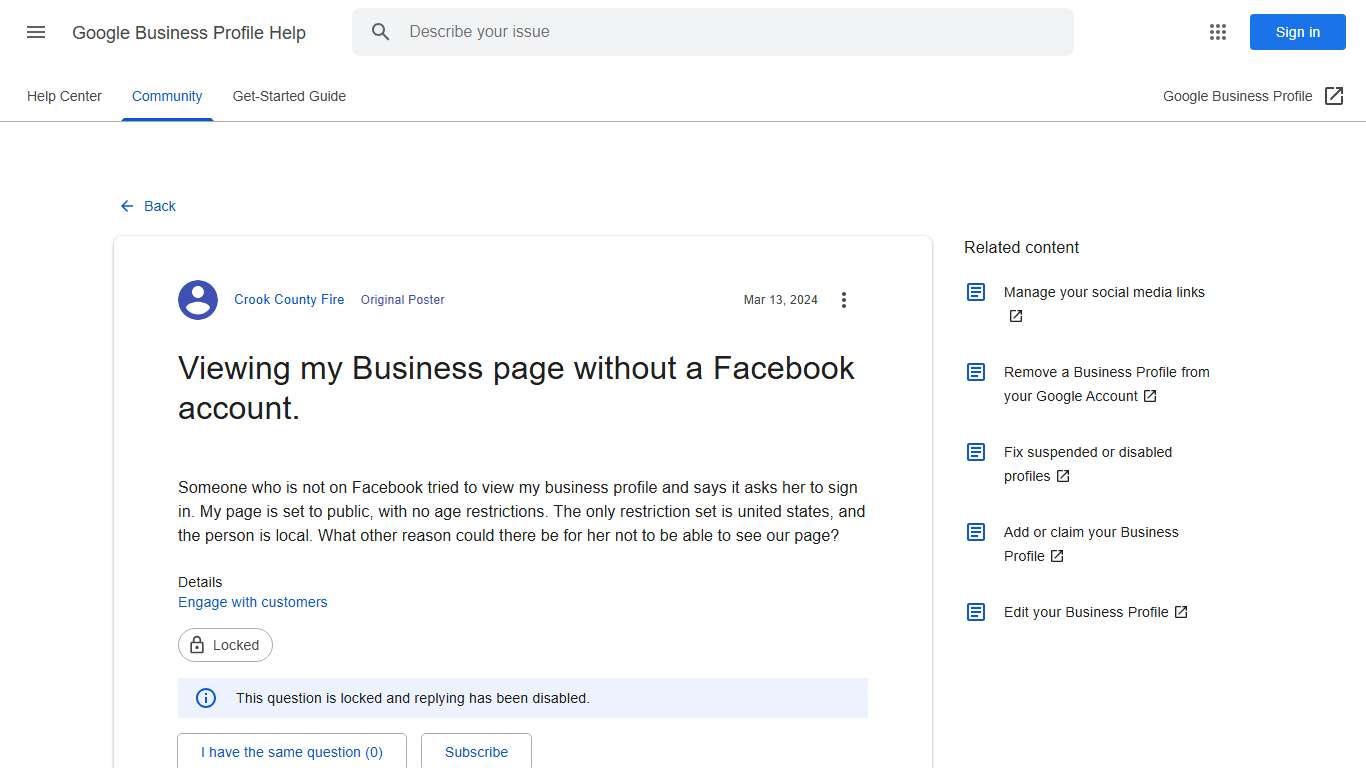 Viewing my Business page without a Facebook account. - Google Business Profile Community